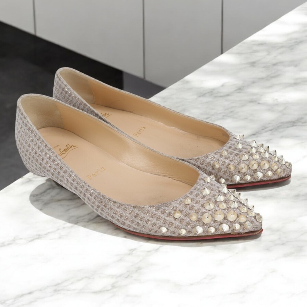 Christian Louboutin Black Spiked Stud Ballerina Pumps Size 35.5 EU