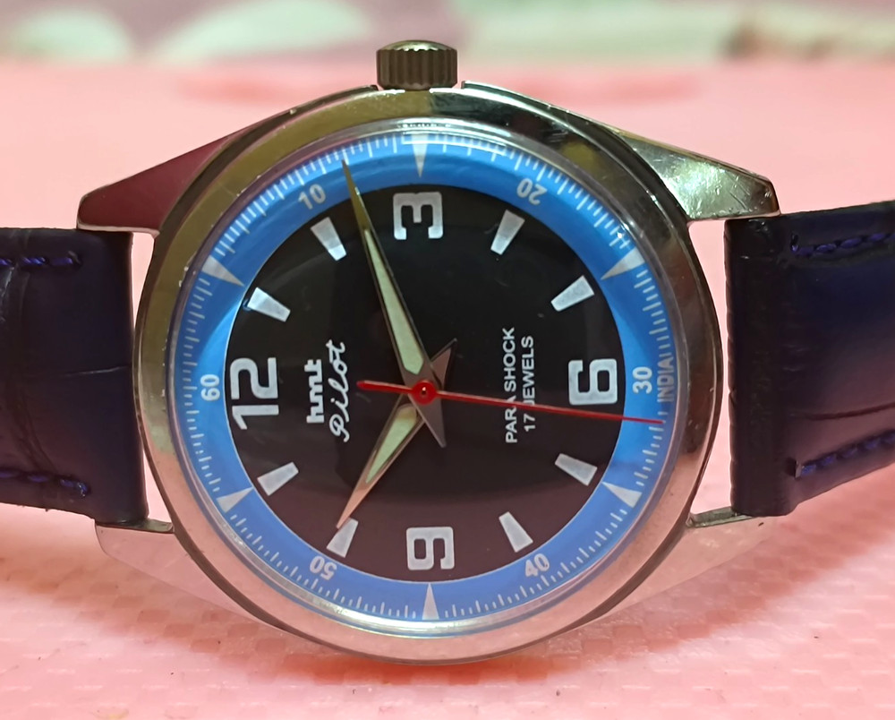 Vintage HMT Pilot Black  17 Jewels Mechanical Hand Winding Men's Wrist Watch