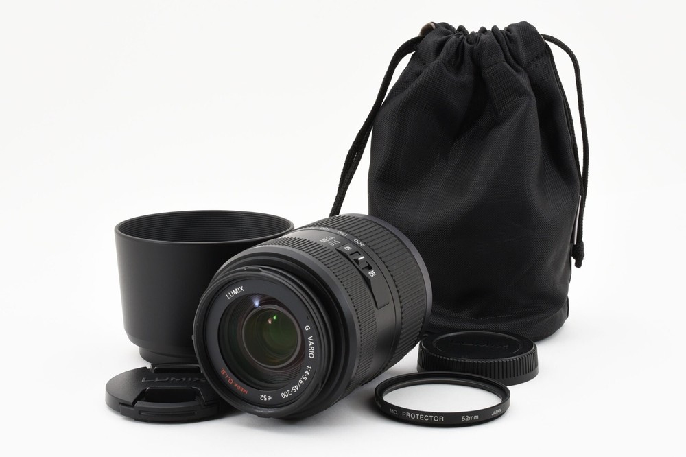 Panasonic LUMIX G VARIO 45-200mm F4-5.6 Lens with Hood & Case Exc+++ Japan Import A714