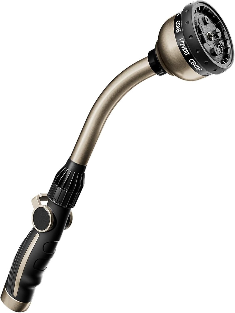 RESTMO Watering Wand Heavy Duty, Metal Garden Hose with 10 Spray Bronze