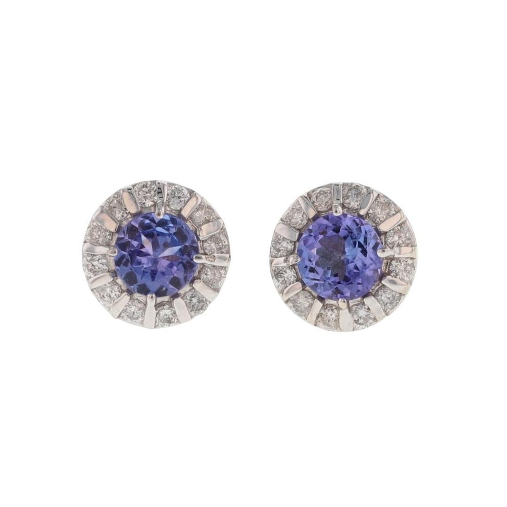 EFFY 1.02ctw Tanzanite & Diamond Halo Stud Earrings in 14K White Gold