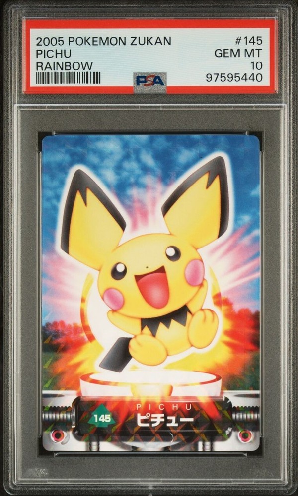 PSA 10 GEM MINT 2005 Pichu #145 Carddass Zukan Rainbow Holo Bandai Pokémon POP 1