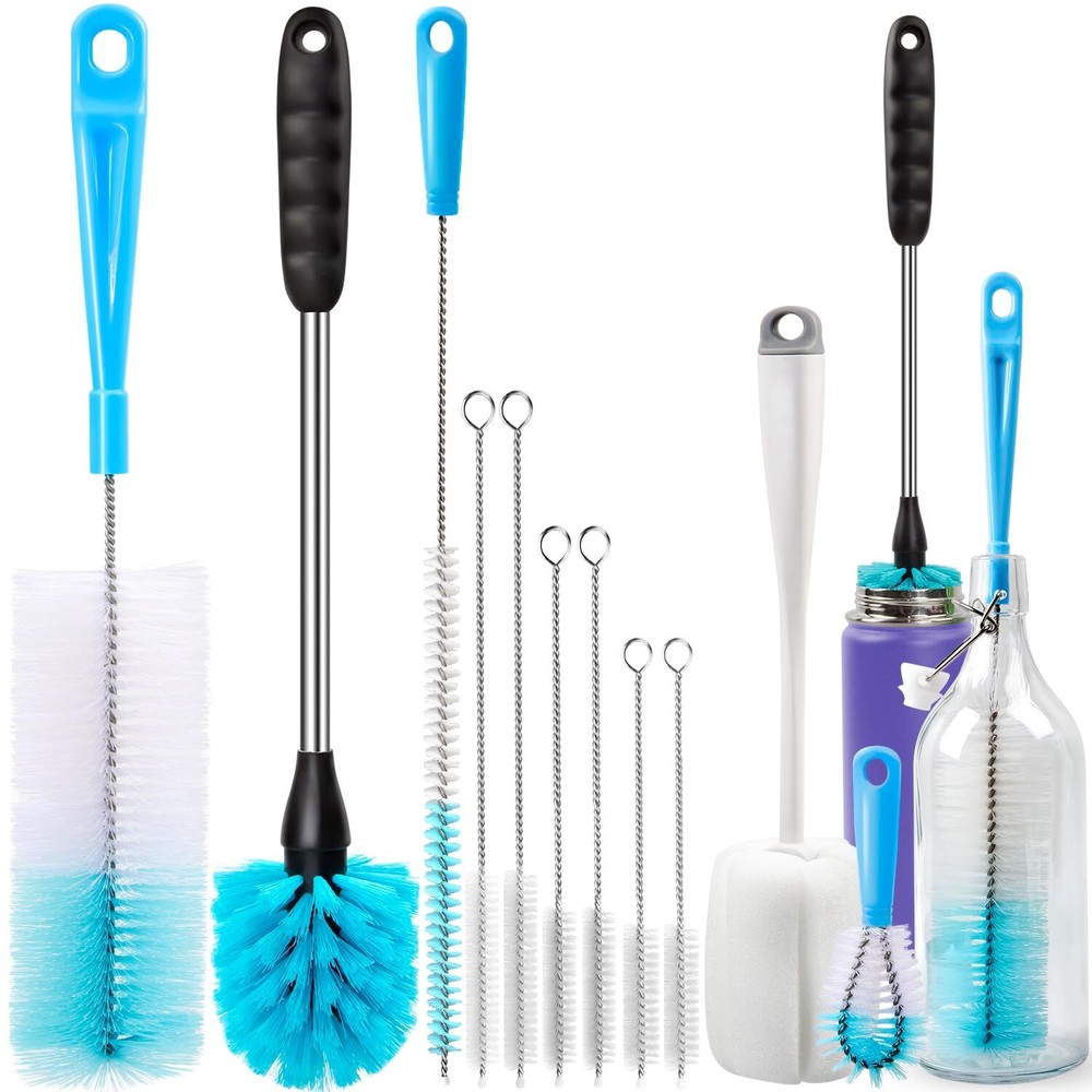 Bottle Brush Tube Cleaning Set with Long Handle Cup Cleaner for Washing Narro...
