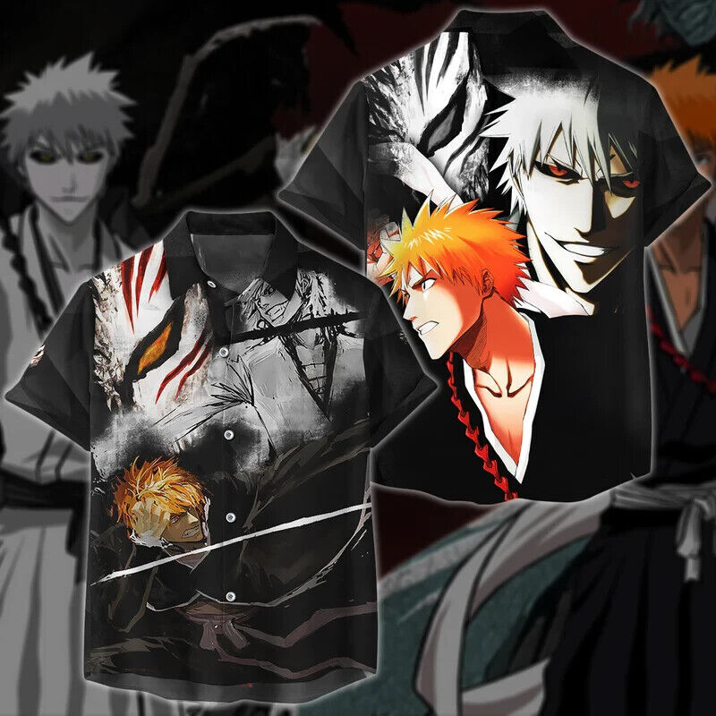 Bleach Kurosaki x Shirosaki Anime 3D Hawaiian Shirt All Over Print Available in S to 5XL Sizes