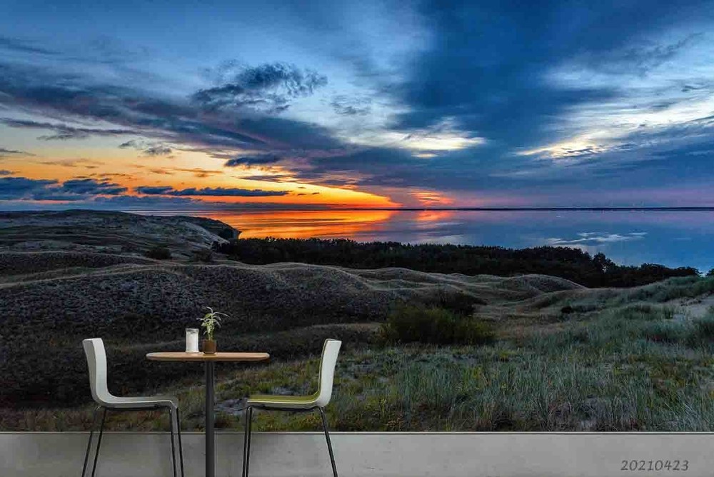 3D Fields Sea Sky Sunset Landscape Wall Murals Wallpaper Murals Wall Sticker