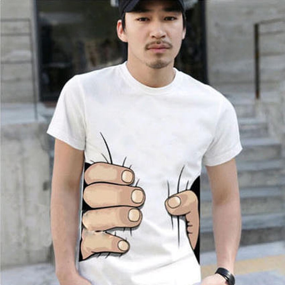 Fashion Men Big Hand Funny Tee 3D Printed T-shirt Short Sleeve Casual Tops #5 +