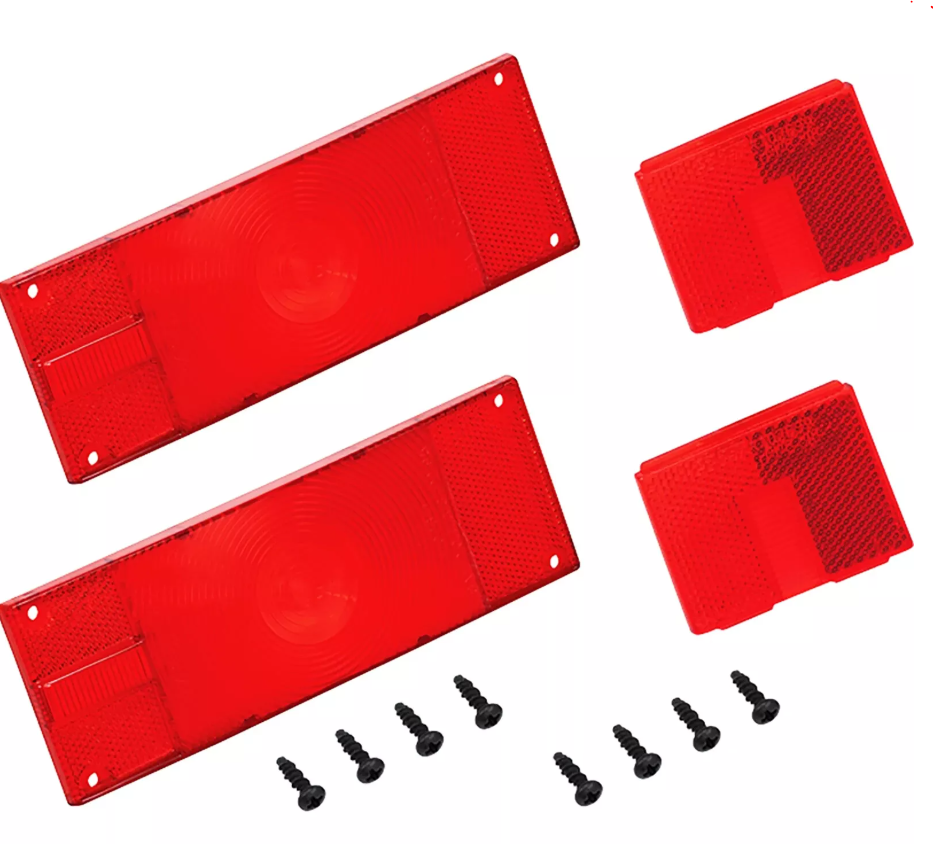 Wesbar 403336 Red Trailer Tail Lamp Replacement Lens Set Low Profile w/ Screws