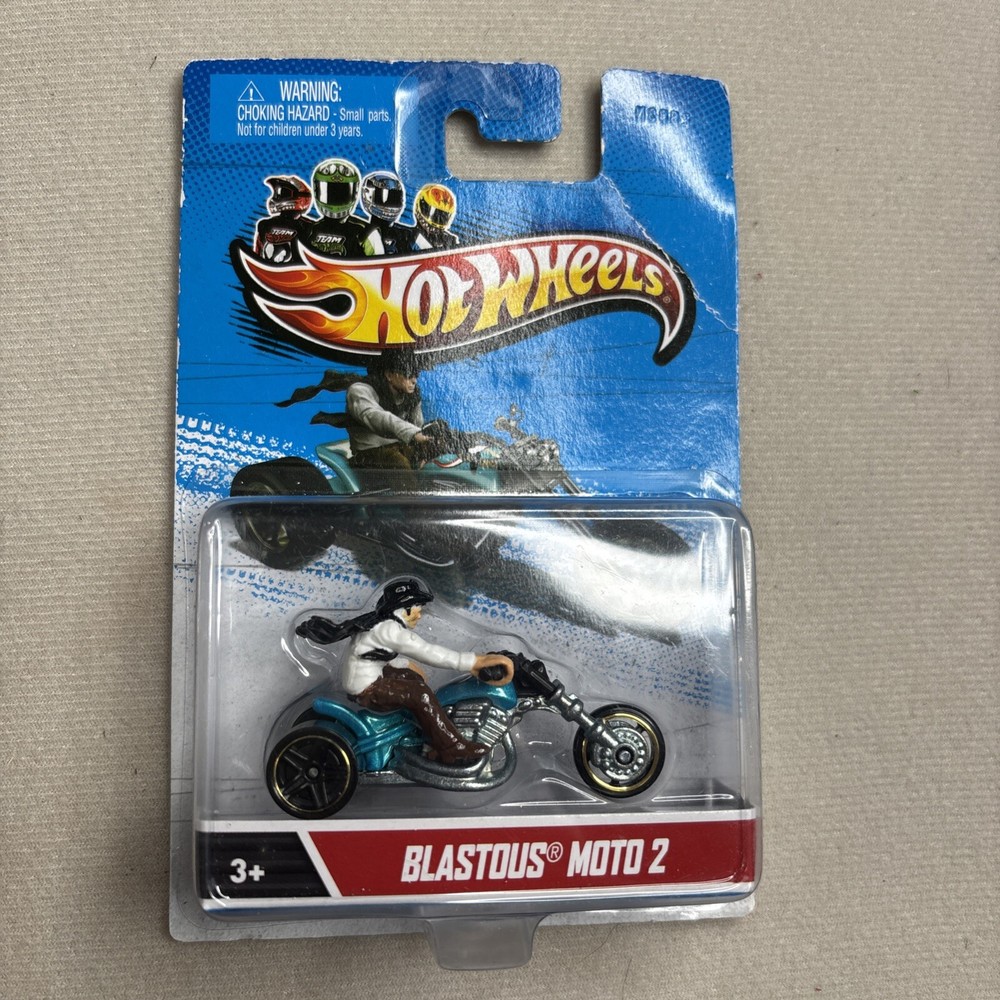 2012 Hot Wheels Motorcycles Blastous Moto 2 Blue w/ Rider