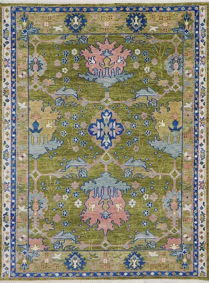 Multi Size Hand Knotted Oushak William Morris Donegal Arts & Crafts Area Rug