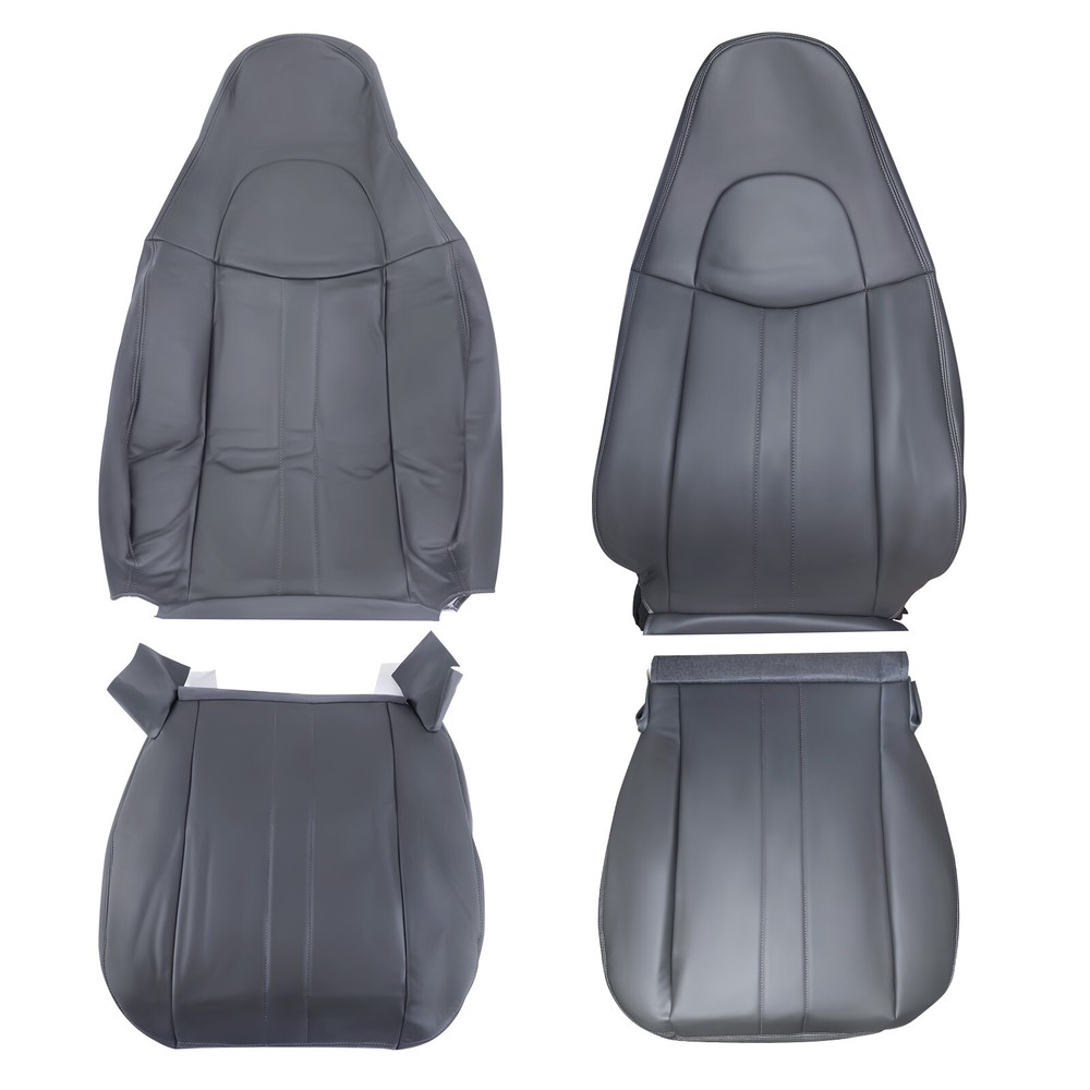 Dark Gray Leather Seat Covers for Chevy Express Front Driver & Passenger