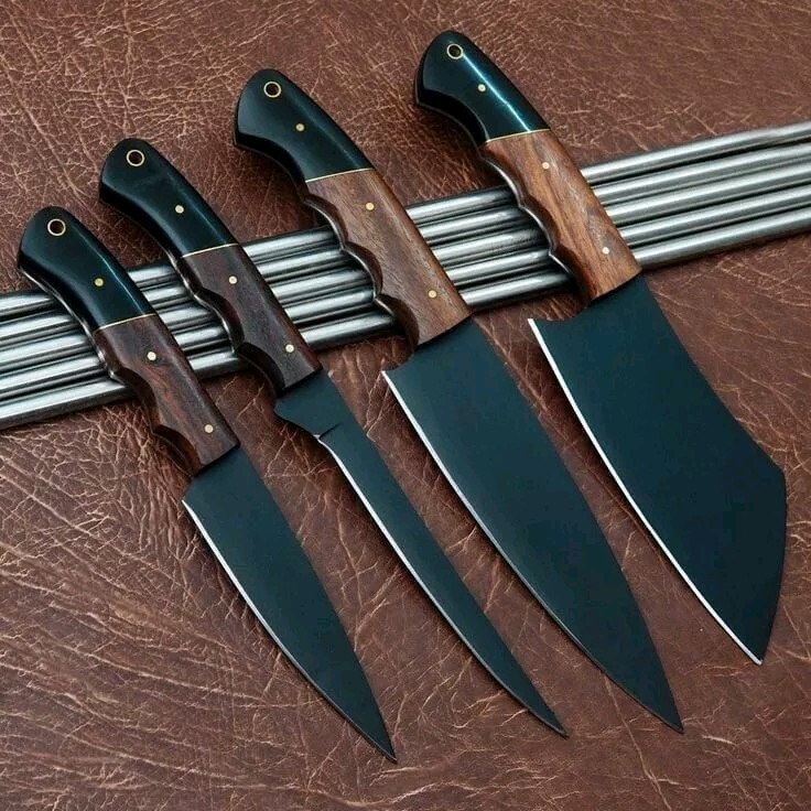 Custom Made Forge Carbon Steel Kitchen Chef Knife Set W Leather Sheath Bag 2773