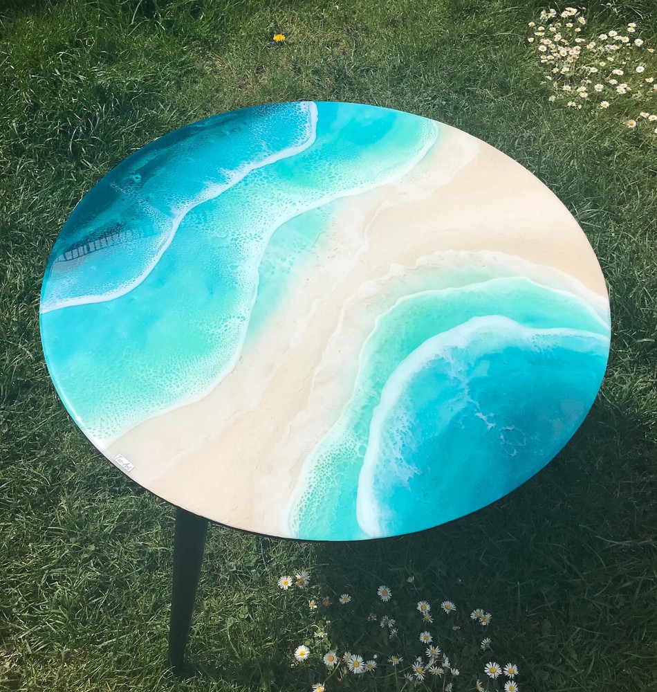 Ocean Epoxy Coffee Table Top, Epoxy Wooden Table Top, Black friday sale decor