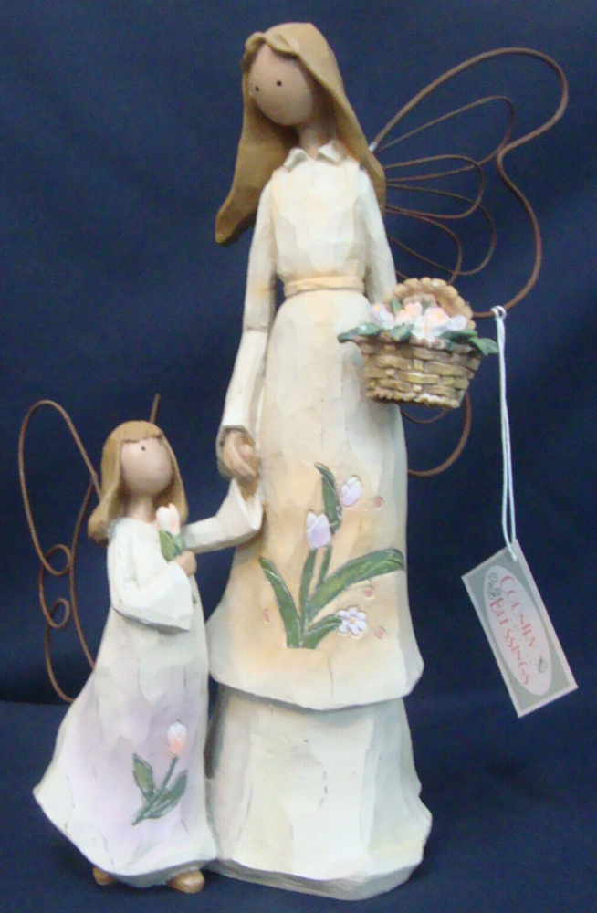 Country Blessings Salem Collection 11.5 Inch Angel Mother Daughter Figurine NOS