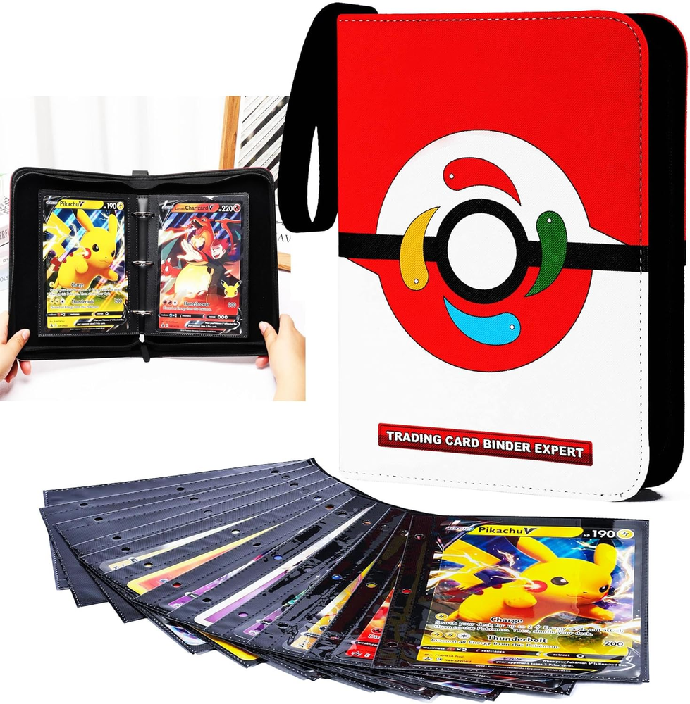 Jumbo Card Binder Compatible with Pokem Oversized Cards,100+ Pockets Hold Pokemn
