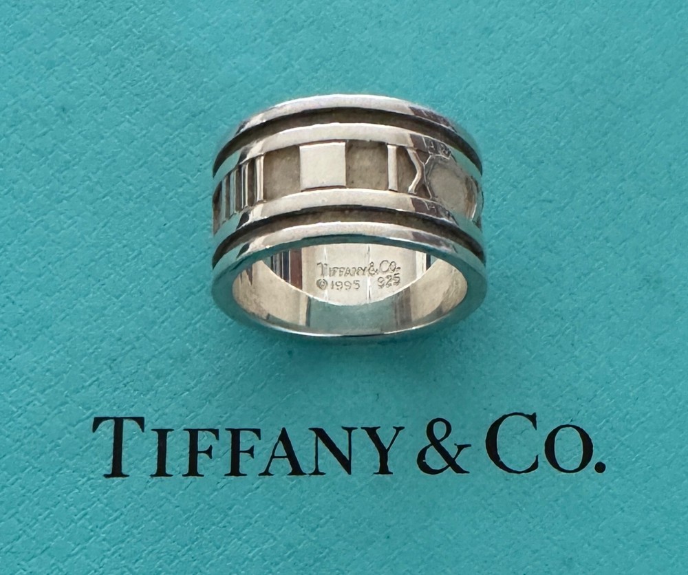 Tiffany & Co  Atlas Roman Numeral Wide Ring Sterling Silver  925 Size  6 US 1995