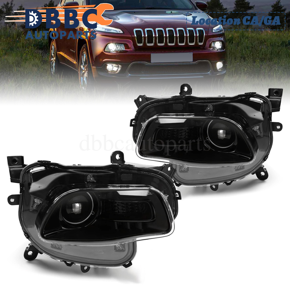 Left&Right Front Bumper Halogen Headlight Head Lamp For Jeep Cherokee 2014-2018