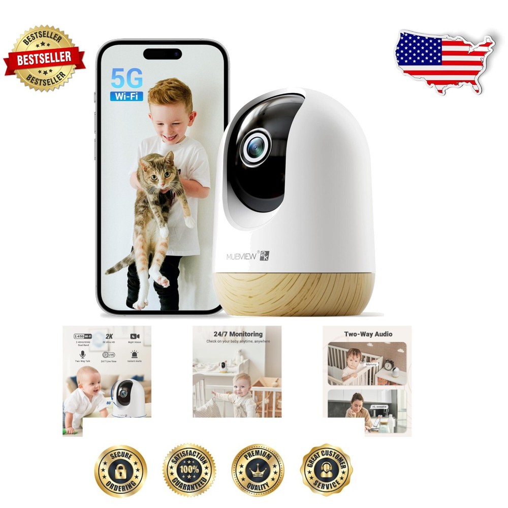 Versatile Indoor Pan-Tilt Camera for Pets and Babies with 2-Way Audio
