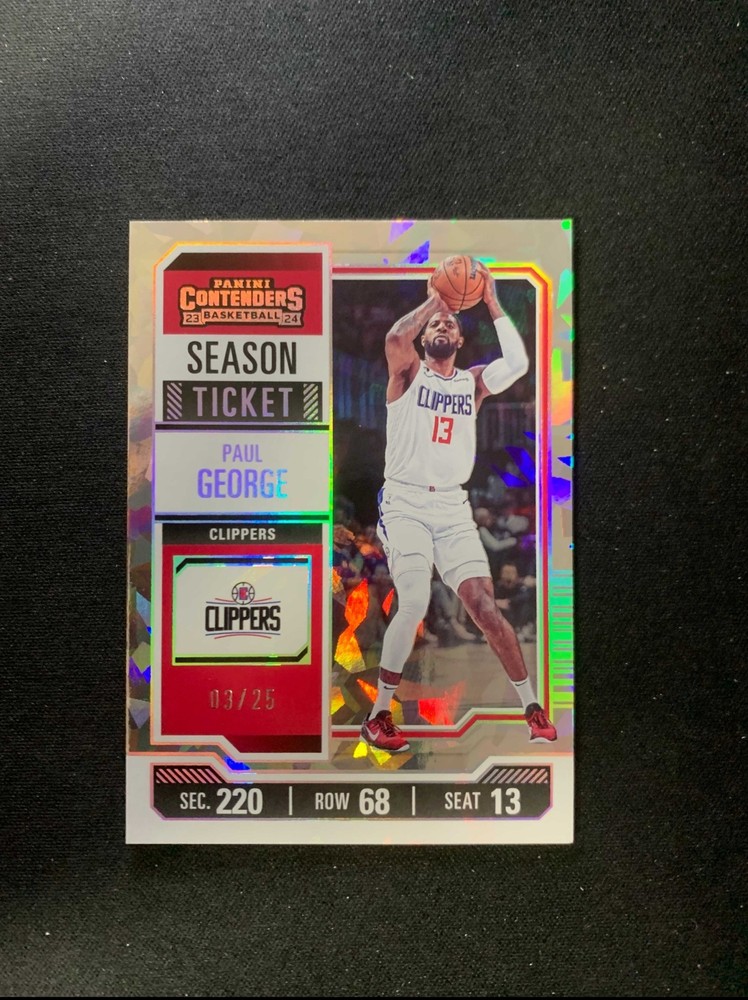 2023-24 Panini Contenders Paul George #22 Season Ticket Silver Prizm /25
