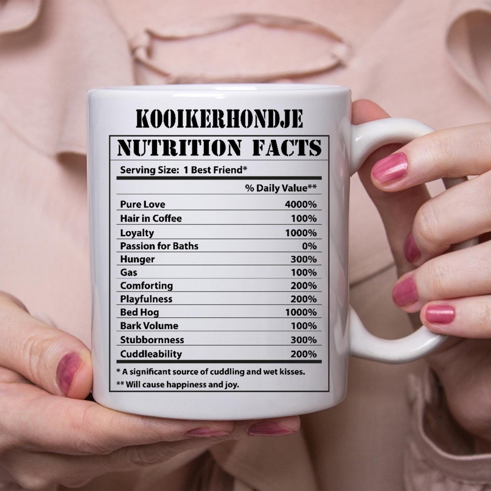 Funny Kooikerhondje Nutritional Facts White Coffee Mug Gift Idea