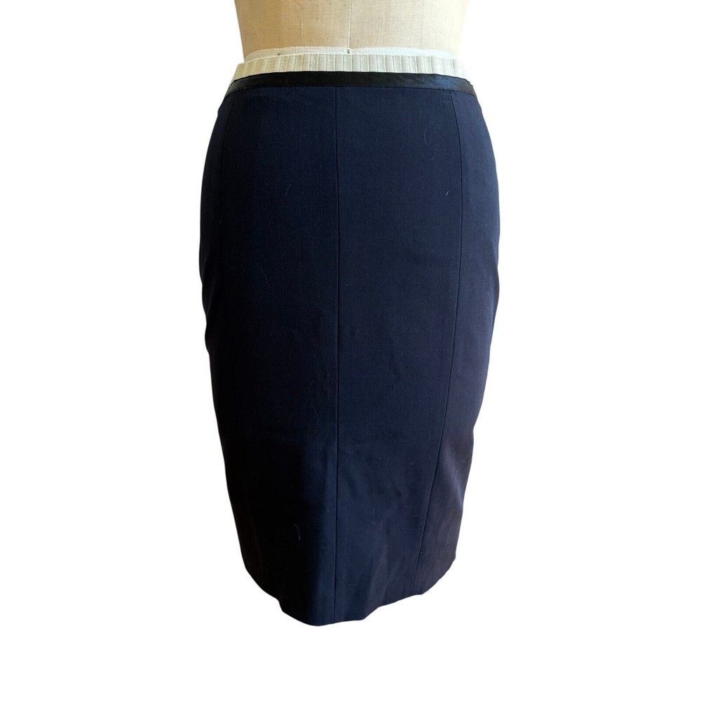 Gilles Dufour Paris Vintage Navy Blue Pencil Skirt Size 40 Small EUC Designer