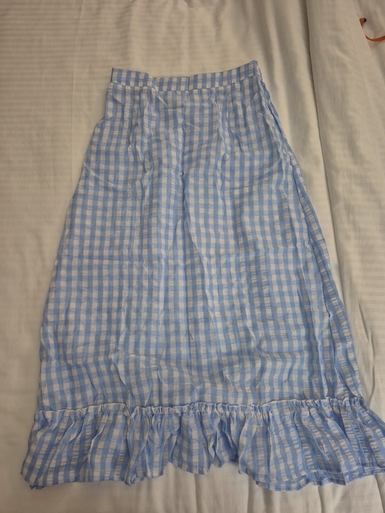 Blue And White Checker Skirt Side Zip Size L