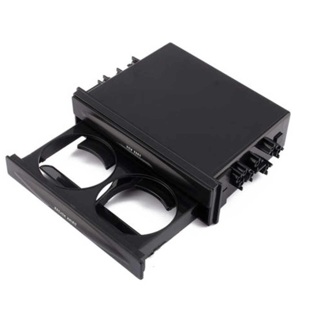 Double Din Plastic Car Drink Cup Holder Dashboard Storage Box Install