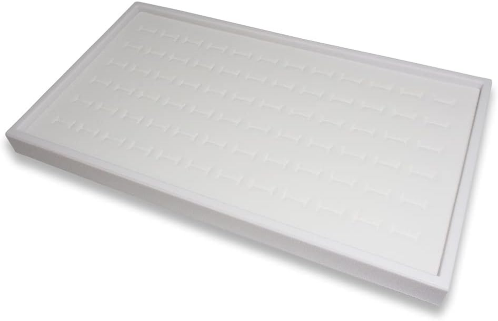 72 Foam Insert Ring Display Tray (White Tray, White Foam) - 14 3/4