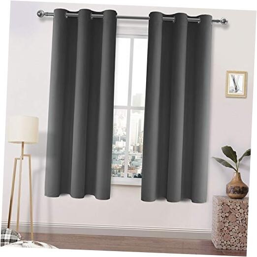 Blackout Curtains for Bedroom 42x72 Inches 2-Pack Dark Grey Thermal Insulated