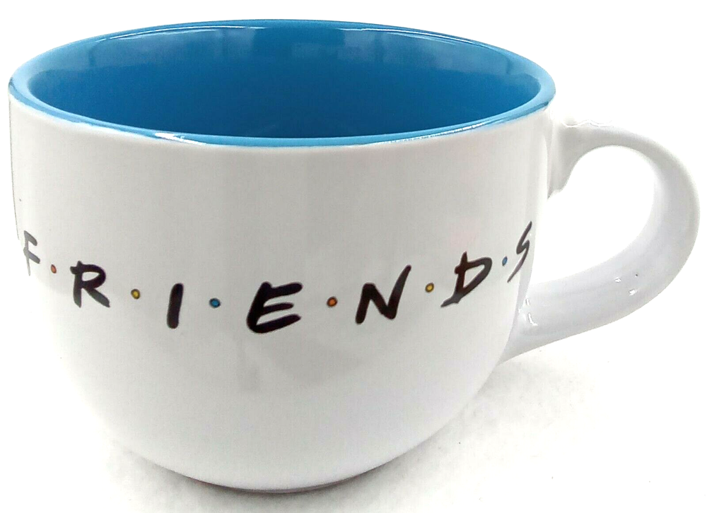 Friends TV Show Ceramic Coffee Mug 24oz Warner Bros Vintage White Blue
