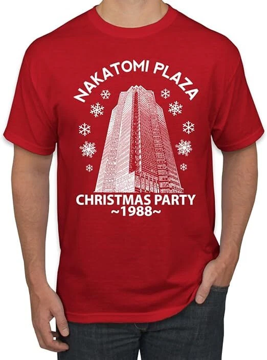 Nakatomi Plaza Christmas Party 1988  Ugly Christmas Tee T Shirt Red