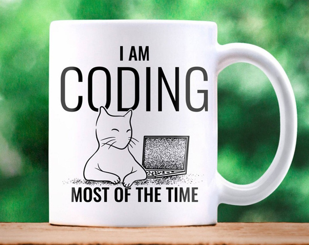 Programmer Mug. Software Developer Gift. Cat Coding Mug. Software Engineer Gift.
