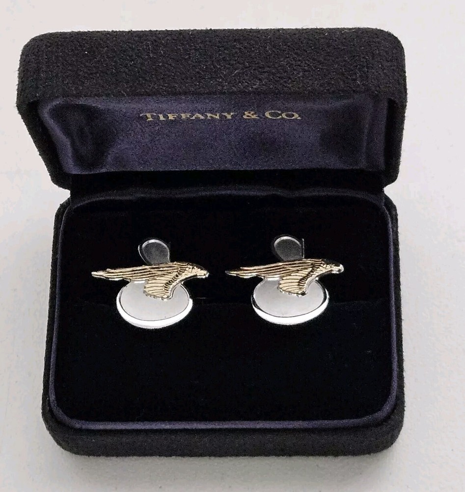Rare Tiffany & Co. Sikorsky Aircraft Sterling 14K Gold Cufflinks Lockheed Martin