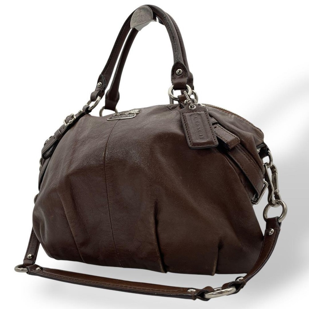 COACH Madison 2-Way Leather Handbag in Golden Carriage Brown