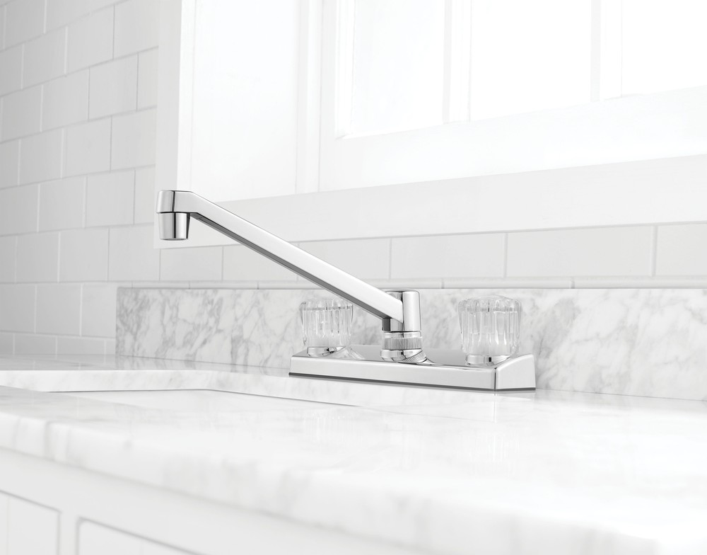 Mainstays Kitchen Faucet with Dual Acrylic Handles,Chrome Finish New