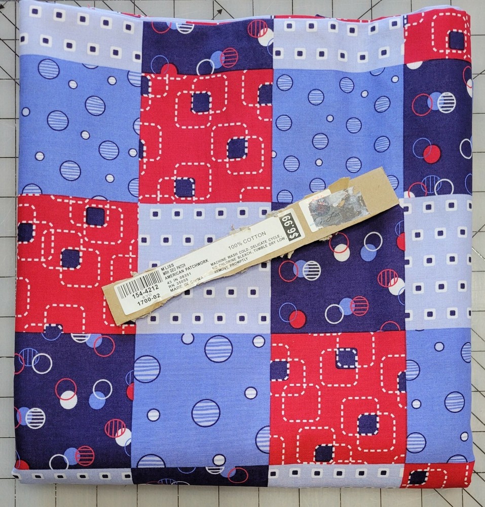 Fabric 100% Cotton Geo Patch American Patchwork, 4.25 Yards, 43 Inch Wide NEW