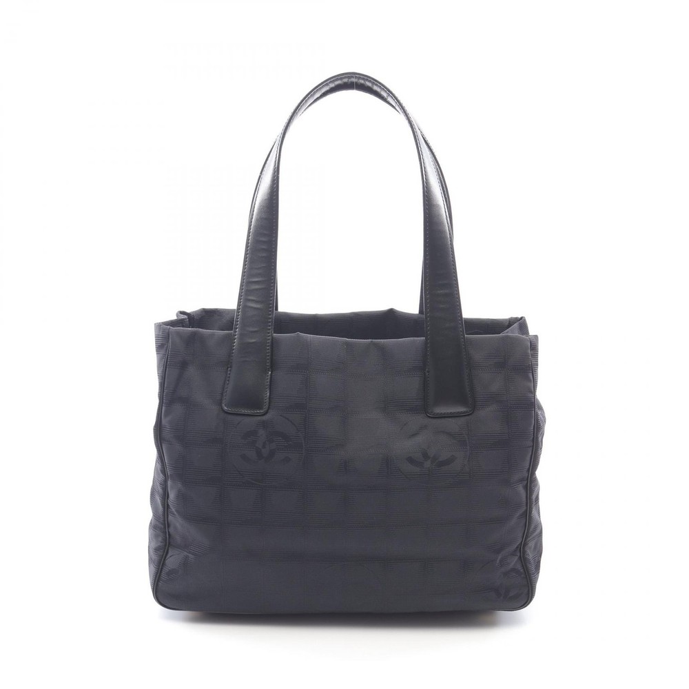 Chanel Travel Line PM Tote Bag in Black Leather Nylon Canvas Pre-Owned