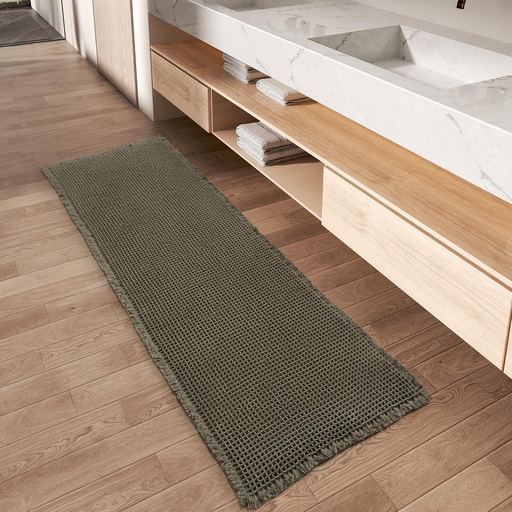 Waffle Runner Rug,Dark Green, 17