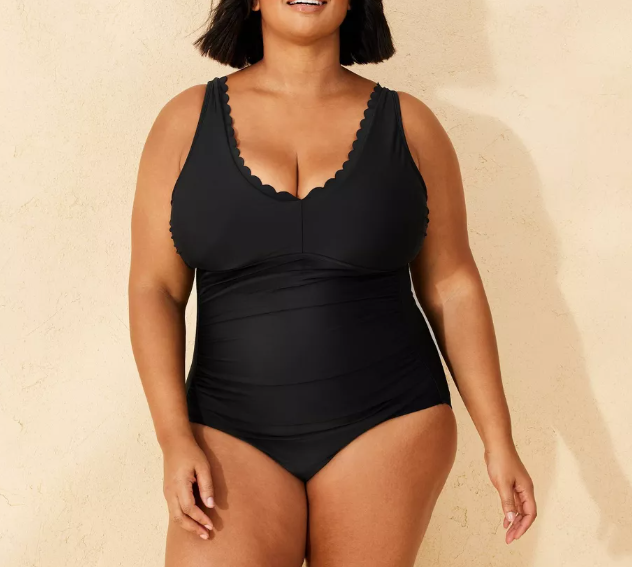 Women's Scallop Full Coverage Tummy Control Swimsuit - Shade & Shore 20