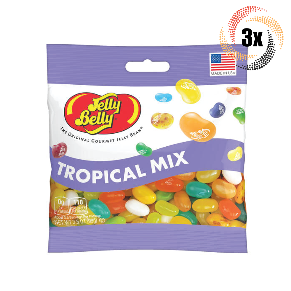 3x Jelly Belly Tropical Mix Candy Bags | 3.5oz Each | Fast Shipping