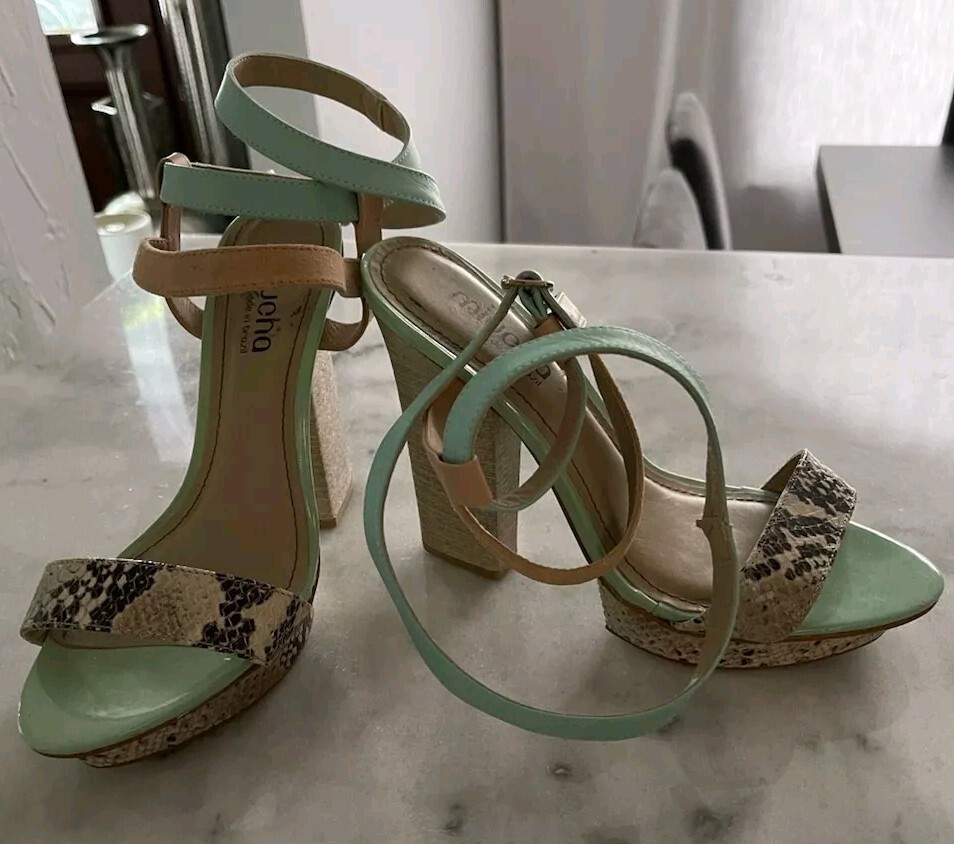 Miucha Women’s High Heel Corked Heel, Animal Print Size 8