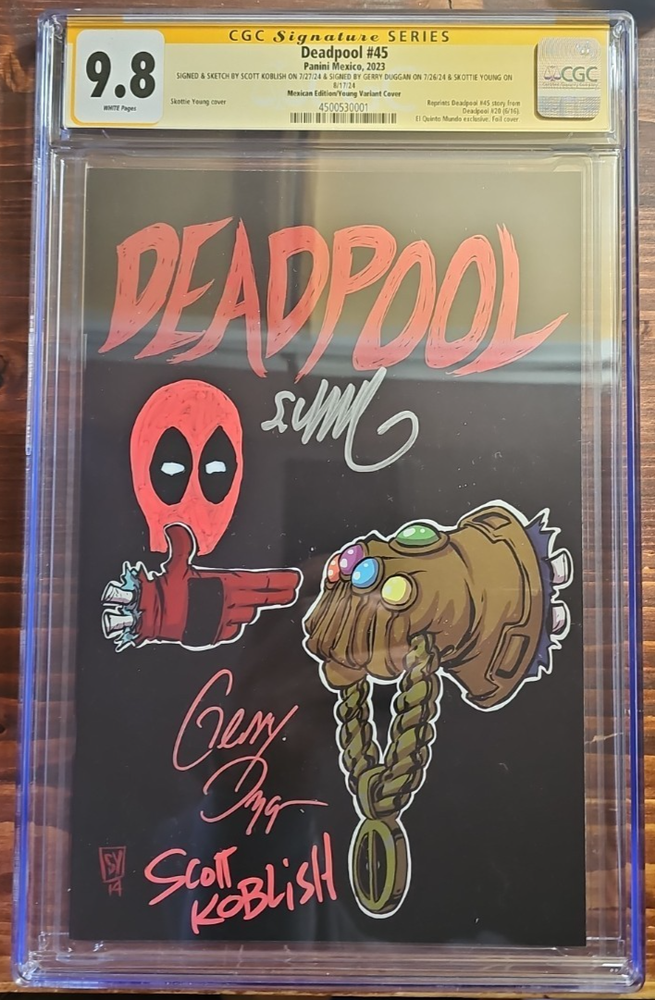 Deadpool #45 CGC 9.8 SS x3 Koblish Sketch Duggan Young Panini Mexico Variant