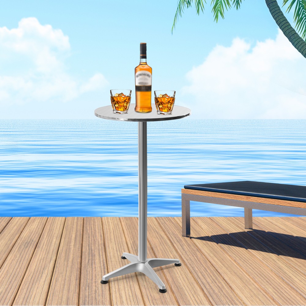 23.6-inch Round Bar Height Folding Bistro Pub Table with 90-Degree Fold