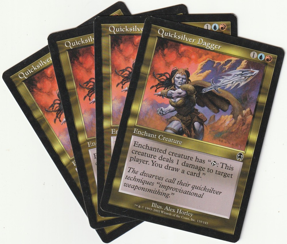4x MTG Quicksilver Dagger Enchantment Playset NM/EX APC-EN Fast Shipping