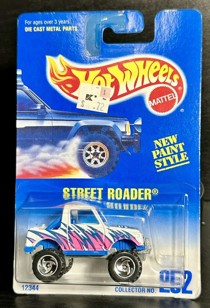 Vintage,1991,Hot Wheels,Blue Card,#252 STREET ROADER,White-Blue Suzuki on Grill.