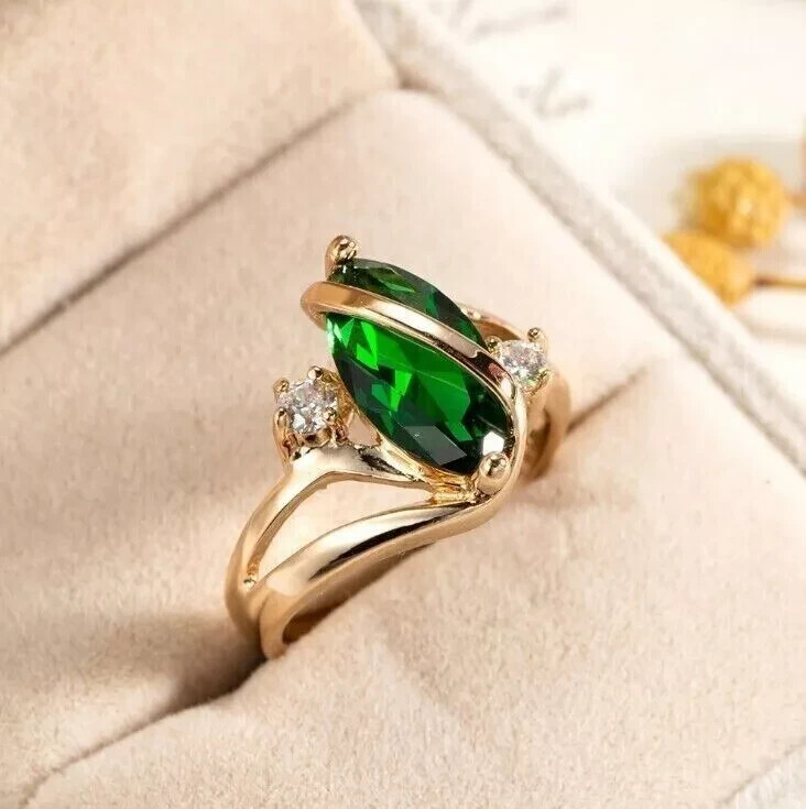 2 Ct Lab-Created Green Emerald Engagement Ring in 14K Gold