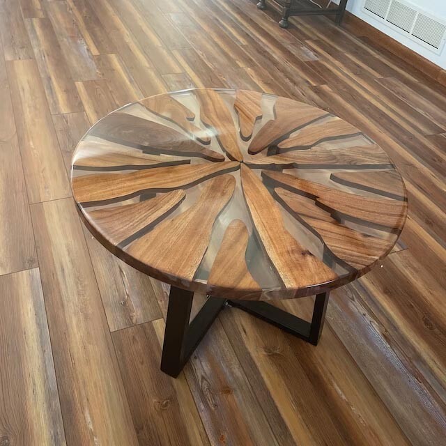 Clear Epoxy Round Coffee Table Top, Handmade Furniture, Counter Desk Table Decor
