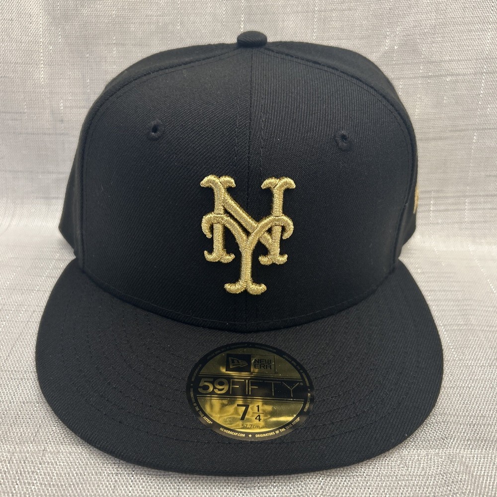 Gorra NEW ERA 59Fifty New York Mets Negra × Dorada MLB Nueva Talla 7 1/4