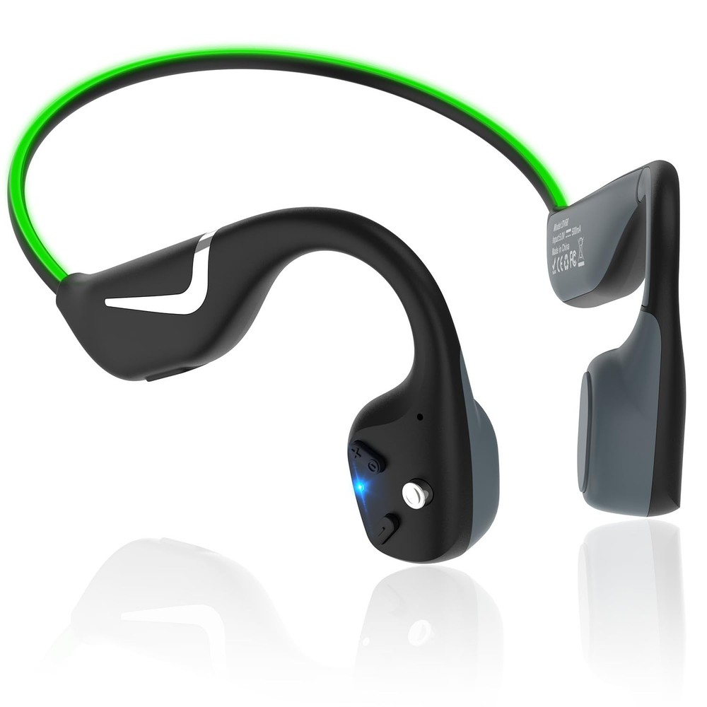 Bone Conduction Headphones Bluetooth 5.3 Open Ear Headphones with Mic, 12Hrs ...