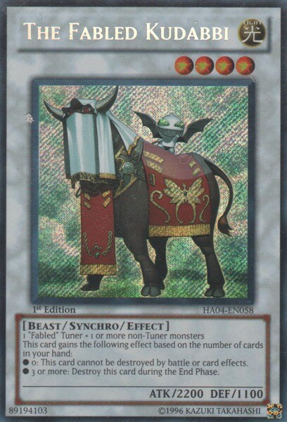The Fabled Kudabbi HA04-EN058 Secret Rare Unlimited Edition Lightly Played Yugioh Card