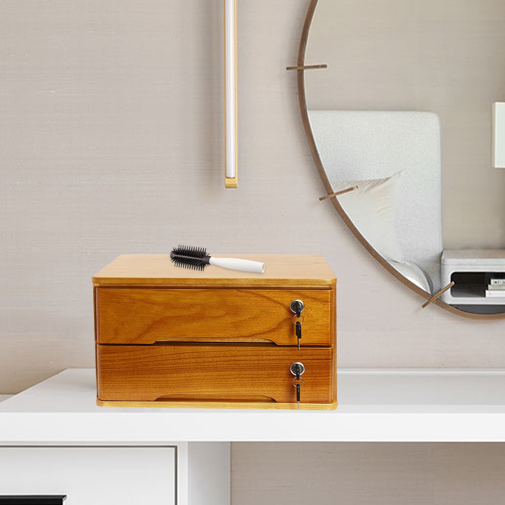 Lockable 2-Tier Desktop Storage Drawer for Home or Office Holds 66 lbs